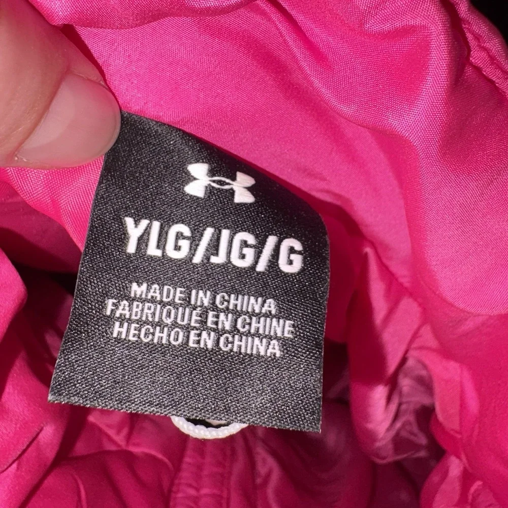 Under Armour Girls Large 14-16 Pink Puffer Jacket Full Zip Coat